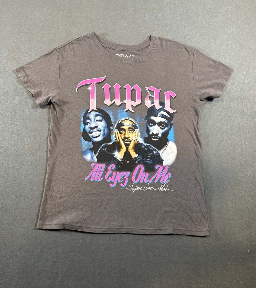 2Pac All Eyez On Me Graphic T-Shirt Size S Gray Rap Tee